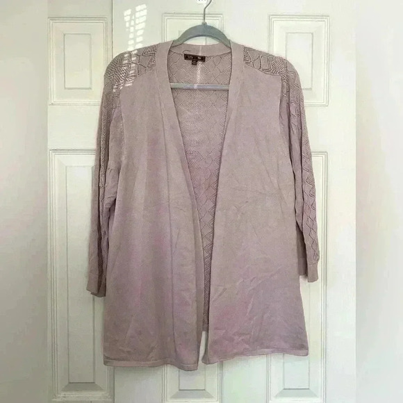 Lety&Me Sweaters - Lety & Me dusty Rose Pink crochet eyelets light weight open cardigan Size 2X
